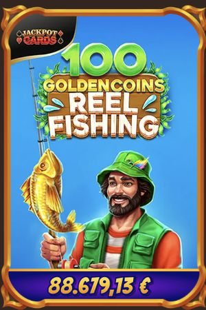 Slot 100 Golden Coins Reel Fishing con Jackpot Cards su Alawin casino